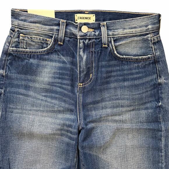 L'Agence Paris Adele Stove Pipe Jeans Size 24 High Rise Distressed Cropped NWT - Picture 3 of 12